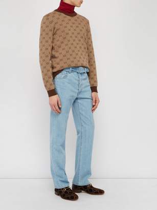 Gucci Gg-knit Wool-blend Sweater - Mens - Brown