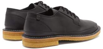 Lanvin Round Toe Matte Leather Derby Shoes - Mens - Black