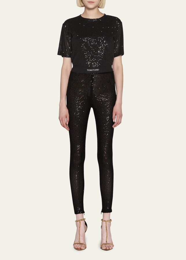 Tom Ford Sequined Zip-Cuff Leggings - ShopStyle