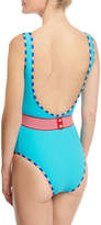Thumbnail for your product : Diane von Furstenberg Classic Belted One-Piece Swimsuit, Blue