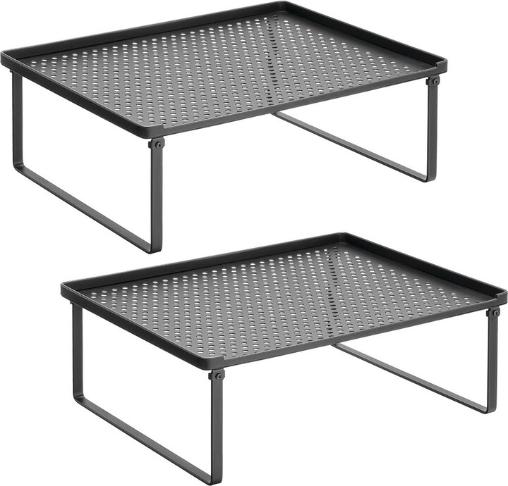mDesign Metal Kitchen Shelf Stackable Organizer Storage Rack, 2 Pack