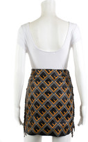 Thumbnail for your product : Fendi Beaded Zucca-Print Leather Skirt, Size It 36, Never Worn