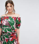 Thumbnail for your product : ASOS Curve Off Shoulder Top In Palm Print