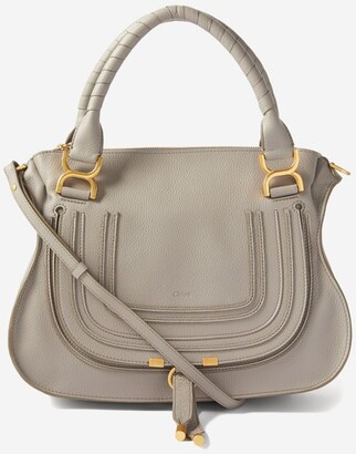 Chloé Marcie Piped Leather Handbag - Grey