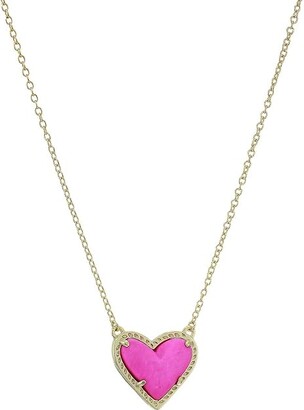 Kendra Scott - Heart Pendant Necklace In Gold Hot Pink Mother Of Pearl –  Occasionally Yours