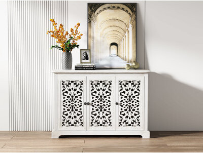 Winston Porter Antique Sideboard Buffet Cabinet For Entryway - Vintage Accent With Spacious Interior And 3 Carving Doors Storage Corridor Shelves