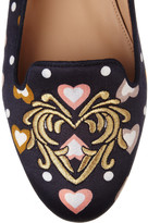Thumbnail for your product : J.Crew Sophie embroidered printed satin loafers