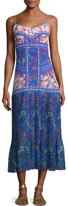 Saloni Veronica Pleated-Skirt Maxi Dress, Multi Pattern