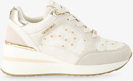 Carvela Womens White High Rise Daisy Faux-Leather and Mesh Trainers Eur 36 / 3 Uk Women