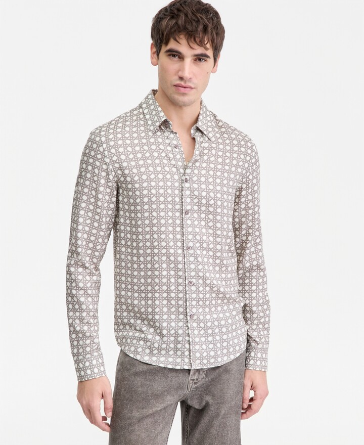 GUESS Men's Basket Weave Shirt - Slate Taupe/Gray