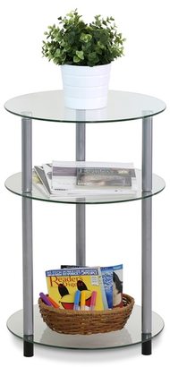 Furinno Kaca Clear Glass 3-tier Side Table