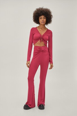 Nasty Gal Womens Key Hole Ruched Top and Ruched Flare Pants Set - ShopStyle