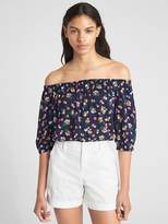 Thumbnail for your product : Long Sleeve Floral Print Off-Shoulder Top