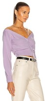 Thumbnail for your product : Alexander Wang Sheer Yoke Fitted Cropped Cardigan in Purple