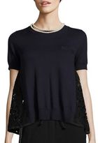 Thumbnail for your product : Sacai Faux-Pearl Necklace & Knit Lace-Back Top