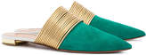 Thumbnail for your product : Aquazzura Green Rendez Vous Leather Flat Mules