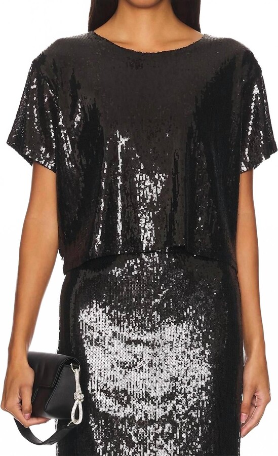 LnA Zosia Sequin T-Shirt In Black