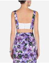 Thumbnail for your product : Dolce & Gabbana Cropped Anemone-Print Charmeuse Corset