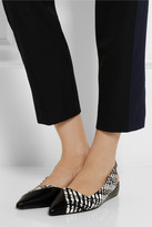 Thumbnail for your product : Roland Mouret Printed leather wedge pumps