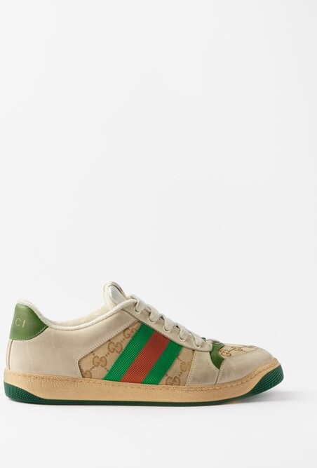 Gucci Screener Distressed Gg Supreme & Leather Trainers - White Multi -  ShopStyle Sneakers & Athletic Shoes