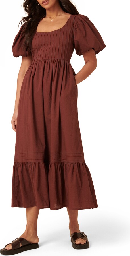 Nobody's Child Mimi Puff Sleeve Midi Dress