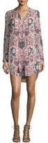 Thumbnail for your product : Haute Hippie Long-Sleeve Paisley Silk Mini Dress, Change Will Do You