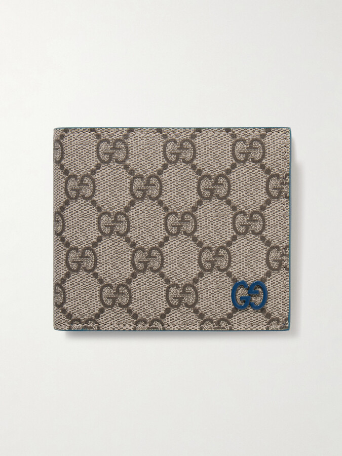 GG Supreme Monogrammed Coated-Canvas and Full-Grain Leather Billfold Wallet