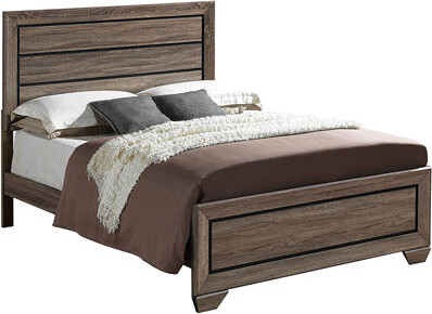 Lark Manor Rustic Washed Taupe Queen Bed - Create A Serene Bedroom Ambiance Panel In Furniture