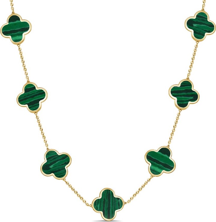 Italian Gold 14K Malachite Layered Necklace
