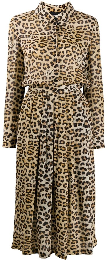 leopard print long shirt dress