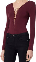 Thumbnail for your product : Alexander Wang T by Lace-Up Bodysuit: Wine
