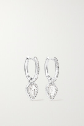 David Morris 18-karat White Gold Diamond Hoop Earrings - One size