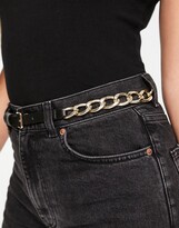 Thumbnail for your product : ASOS DESIGN waist and hip chain detail skinny belt in black