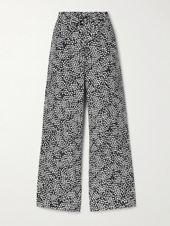 Matteau Polka-dot Silk Crepe De Chine Track Pants - Black