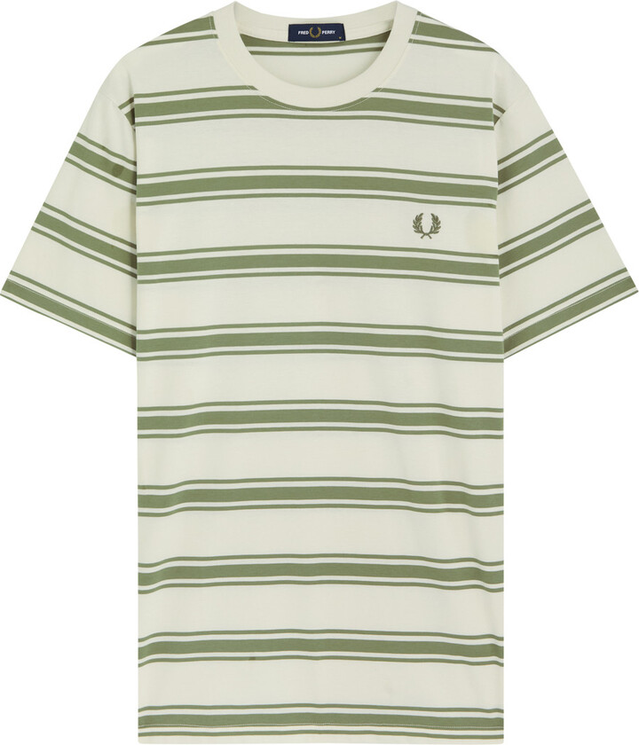 Fred Perry Striped Logo-embroidered Cotton T-shirt
