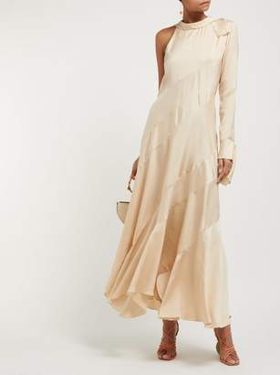 Chloé One-sleeved Silk-twill Maxi Dress - Womens - Beige