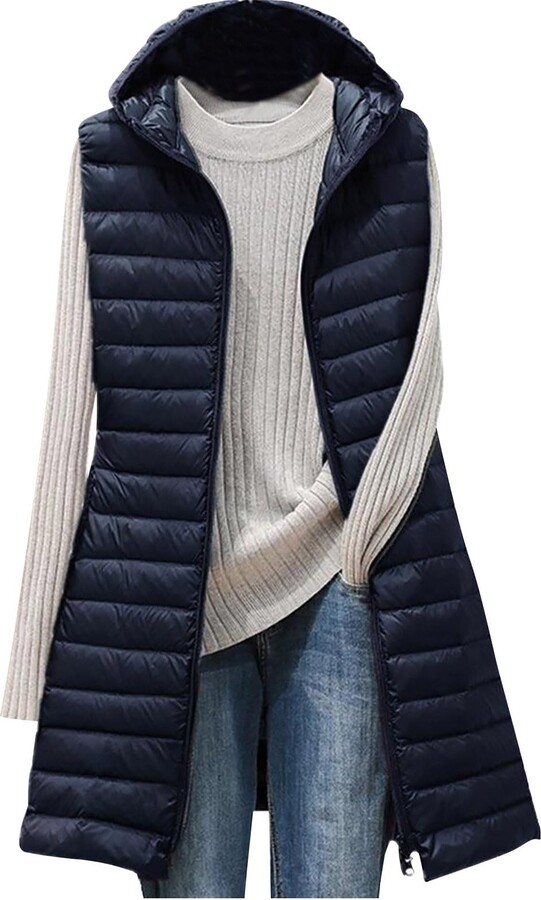 Navy Gilet Ladies Longline Body Warmer Ladies Padded Gilet