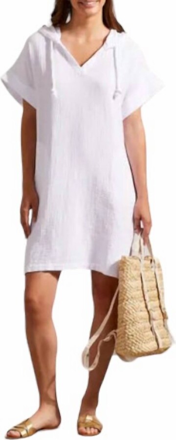 Beach Dress Hood And Pockets In White