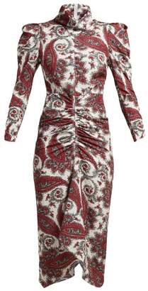 Isabel Marant Tizy Paisley Print Silk High Neck Dress - Womens - Red Multi