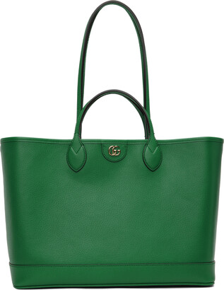 $1200 Gucci Monogram Dark Green Canvas Leather Trim Tote Bag Purse -  Lust4Labels
