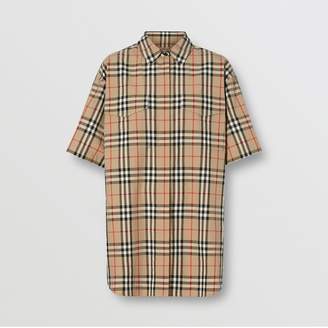Burberry Short-sleeve Vintage Check Cotton Oversized Shirt