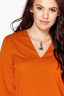 boohoo Lily Woven V Neck Top