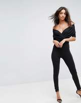 Thumbnail for your product : Asos Tall Off Shoulder Jersey Jumpsuit With Skinny Leg