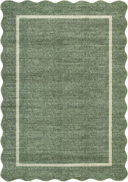 Scalloped Machine Washable Rug Non-Slip Bordered Floor Mats Non-Shedding Soft Low Pile Modern Accent Rugs for Living Room Bedroom Office