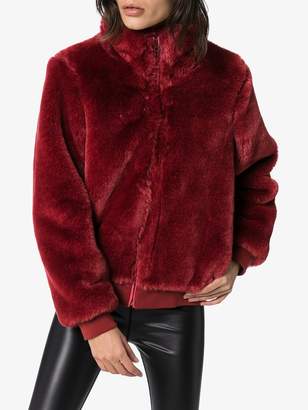 Sweaty Betty Model faux fur bomber jacket