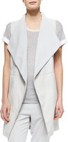 Thumbnail for your product : Vince Leather/Ponte Draped Long Vest, Sierra Silver