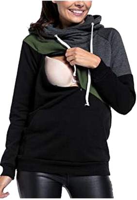 Yacun Womens Nursing Hoodie Breastfeeding Maternity Sweatshirt Top XL