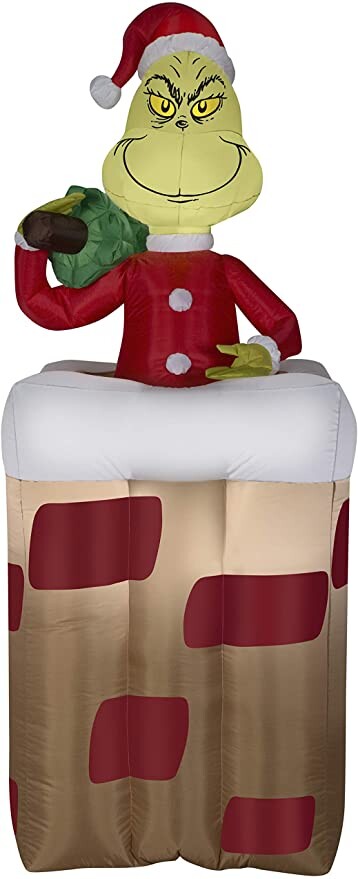 Airblown Holiday Inflatable Dr. Seuss The Grinch in The Chimney 6 Feet Tall