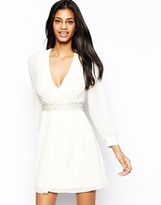 Thumbnail for your product : TFNC Skater Dress With Deep V and Embellishments