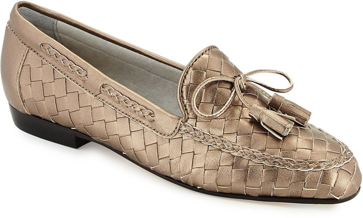 woven leather loafers womens